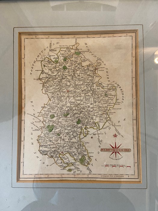 A coloured repo map of Bedfordshire published Jan 1793 by J Cary, Engraver & Map seller Strand, - Image 2 of 3