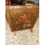 Oriental Panel converted into fire screen ( feet unclip ) 19 1/2 x 21 1/2 inches