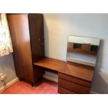 Retro Meredew wardrobe dressing table unit ( A/F woodworm on side panel of wardrobe )