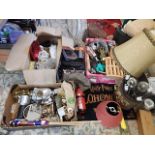job lot of assorted from house clearance to include vintage lampshade, car fire extinguisher,