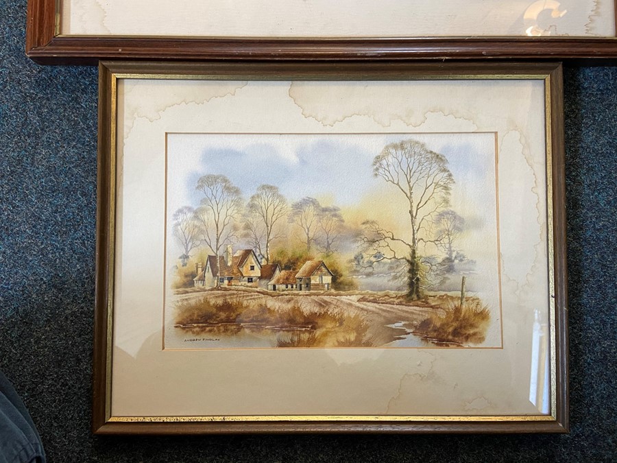 Andrew Findlay, autumn landscape scenes of country houses, watercolours, a pair, signed 38cm x 30 - Image 3 of 4