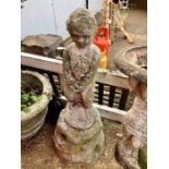 Concrete boy water fountain on stand