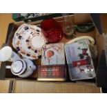 assorted items to include china, tins and oil lamp