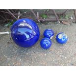 4 Glazed Garden Balls ( 2 have frost damage to glazing )