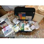 box and case full of Art and craft to include watercolours, canvases etc