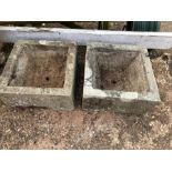 2 square concrete planters 14 x 14 inches 7 tall