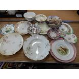 collection of decorative plates and bowls including Royal Albert