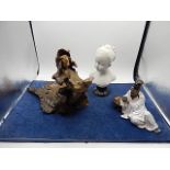 Chinese figure, a bust and a Harry Potter dementor (signed jac)