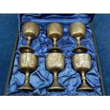 set 6 silver plated goblets in case