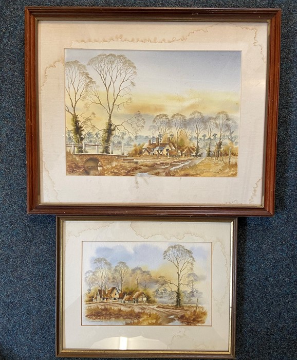 Andrew Findlay, autumn landscape scenes of country houses, watercolours, a pair, signed 38cm x 30