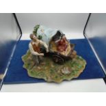 Capo-di-monte Figurine and Bouquet ( both a/f small pieces broken off on both )
