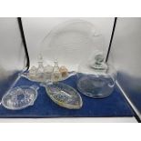 large fish shaped serving dish, cheese dome, cruet set and others