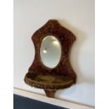 1880's mirrored wall sconce with velvet surround and beveled mirror