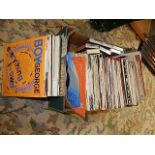 Box of 45's to include Rolling Stones, Queen plus Marc Bolan poster and others