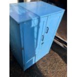 Vintage blue painted 2 door cupboard 31 inches wide 43 tall 20 deep