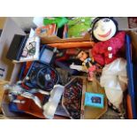 Assorted toys to include puppets, nintendo ds with games, wii accessories etc