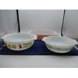 3 vintage pyrex bowls