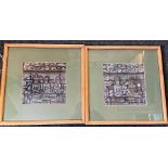 A pair of framed pastel studies, signed in red bottom left 37cm x 37cm each