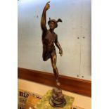 Bronze statue of Mercury Hermes, God of travel, profit and trade, messenger of the Gods, 73cm high