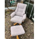 Swivel recliner with matching footstool