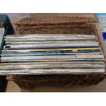 Collection of records in wicker basket