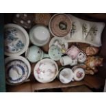 box of assorted china