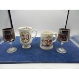 2 commemorative mugs and 2 goblets