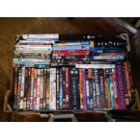Collection dvds, some blueray, cd's, videos talking spanish tape set and p.c games
