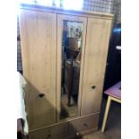 Alstons 2 door wardrobe with central mirror and bottom drawers 45 inches wide 20 deep 74 tall
