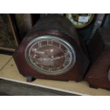 2 Wood cased mantle clocks both have pendulums one key ( both a/f )