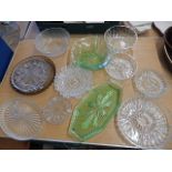 collection of glass bowls, trays and dishes
