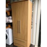 Modern 2 door wardrobe with 2 drawers below 198 cm tall 74 wide 52 deep