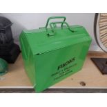 Fisons Green Metal Toolbox and contents 14 x 8 inches 12 tall