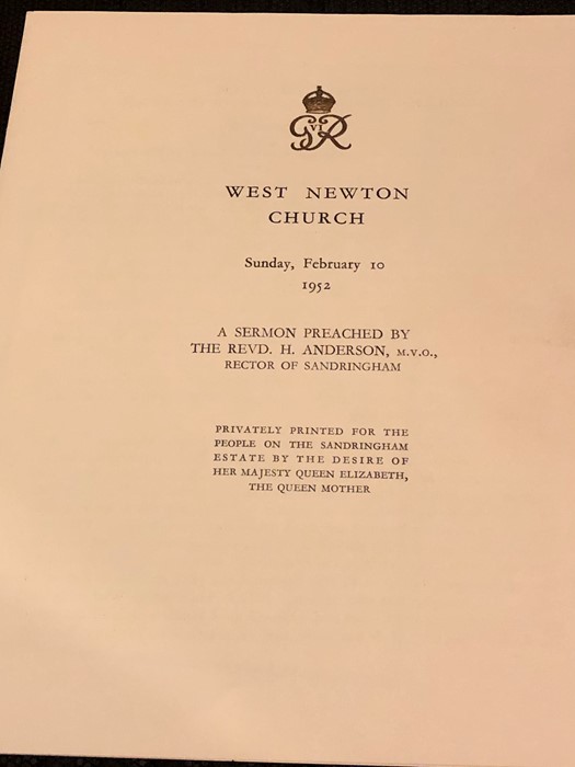 A copy of the sermon preached by Reverend H Anderson following the K death with Buckingham palace