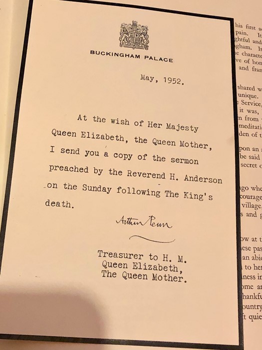 A copy of the sermon preached by Reverend H Anderson following the K death with Buckingham palace - Image 2 of 5