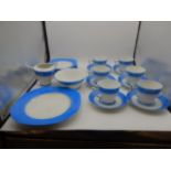 czech part tea service in blue and white 21 pieces