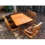 Retro Meredew Avalon extending dining table with 6 chair frames ( including 2 carvers ) table has