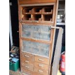 Vintage Shop Haberdashery Cabinet ( missing one piece of glass and one small drawer from top