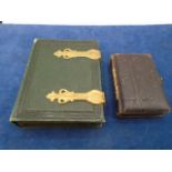 2 Victorian cabinet photo albums with family portrait photos (one approx 16 x 12 cm and other 11.5 x