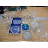 Box of glass ware to include vases, glass trays etc