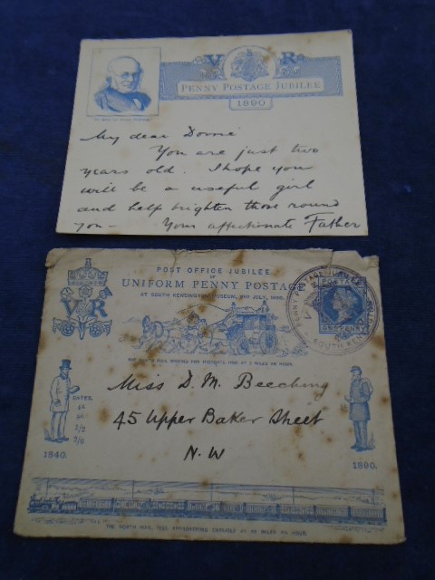 1890 Victorian Uniform Penny Postage Jubilee envelope with note card plus 5 correspondence letters - Image 4 of 9