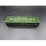 Woodbines set of dominoes in a tin, numbers on one side and logo on the other
