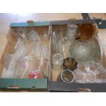 2 boxes of glassware to include pressed glass bowls, dishes etc