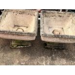 Pair of Square Concrete Pedestal Planters 20 x 20 inches 17 tall