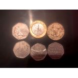 4 Collectable 50p coins and 2 £2 coins