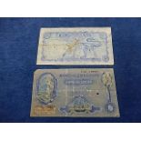 a split and defaced £5 banknote no c43136623 LK O'Brien another cut and repaired