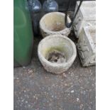 Pair of Round Concrete Pots 9 inches tall 11 wide