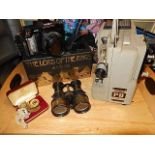 vintage Eumig projector, Minolta camera, binoculars, 3 pendants and Lord of the Rings story boxset