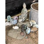 Assorted garden ornaments ( round tub not included)