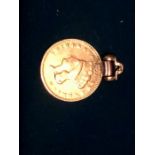 United States Gold One Dollar 1868 with soldered pendant / chain mount 1.99 grams total weight (